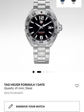 Tag Heuer Stainless Steel Watch with Black Dial